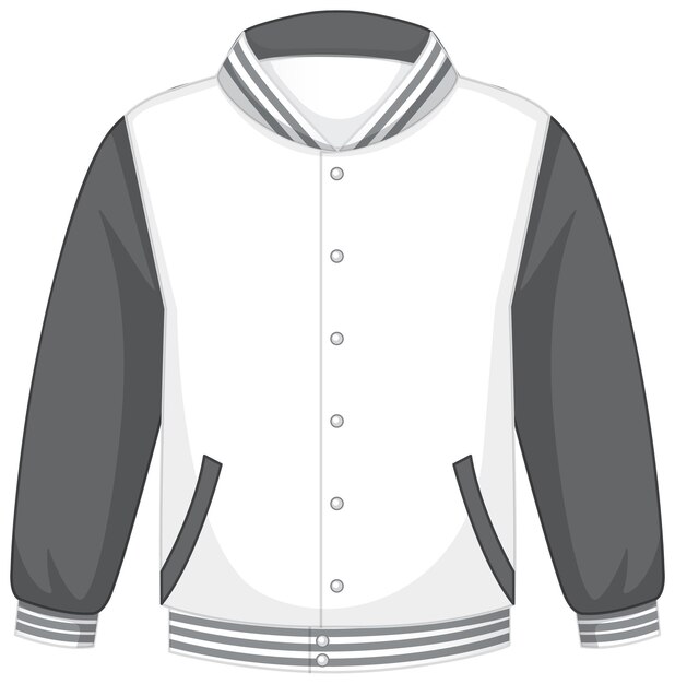 Front of basic white grey bomber jacket isolated