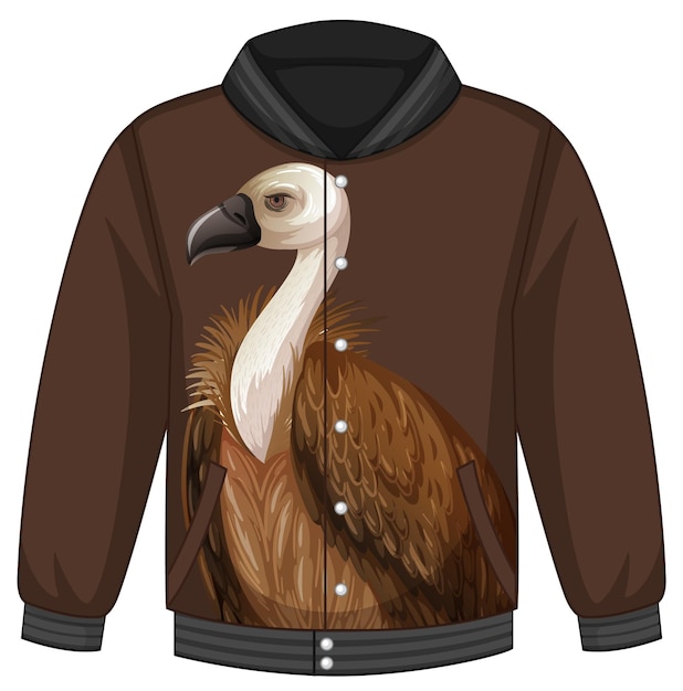 Front of bomber jacket with vulture pattern