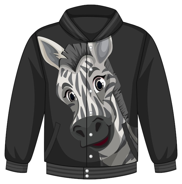 Free vector front of bomber jacket with zebra pattern