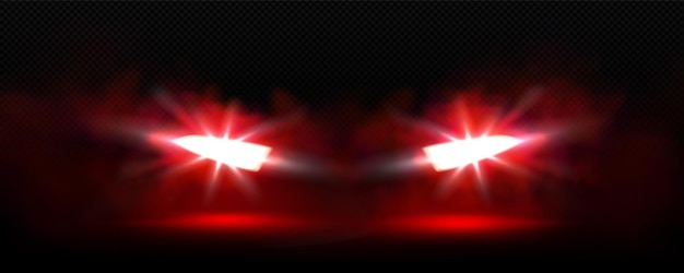 Free vector front car lights in fog at night
