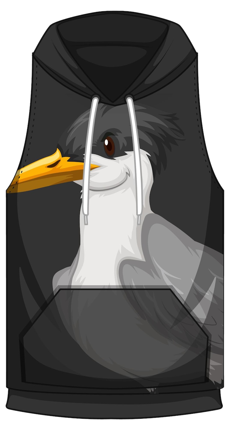 Free Vector front of hoodie sleeveless with bird pattern