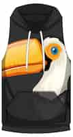 Free vector front of hoodie sleeveless with toucan pattern