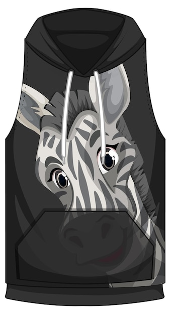 Free vector front of hoodie sleeveless with zebra pattern