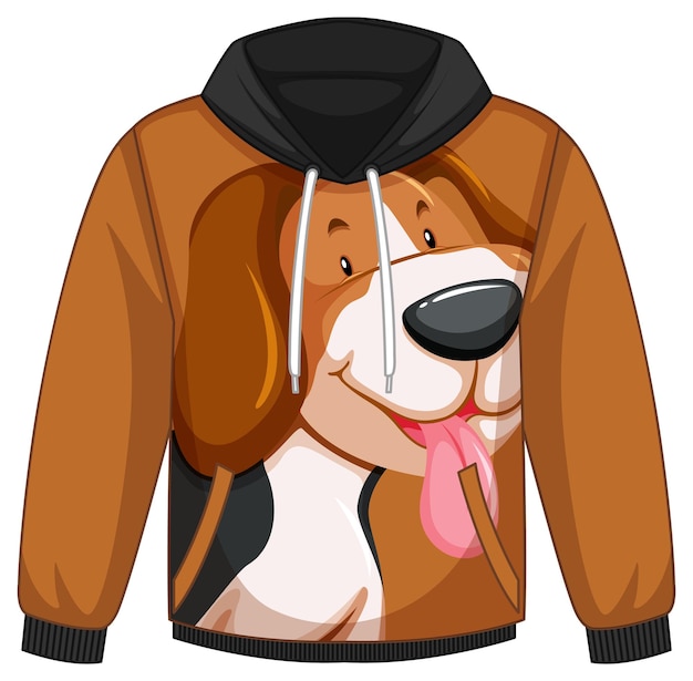 Free vector front of hoodie sweater with dog pattern