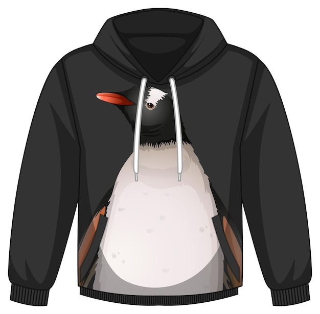 Front of hoodie sweater with penguin pattern
