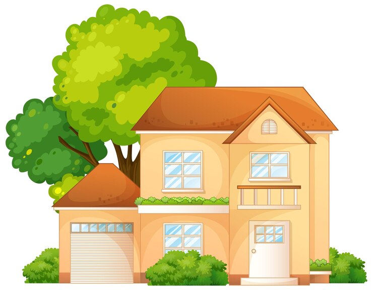 मुफ़्त वेक्टर front of a house with many tree  illustration isolated