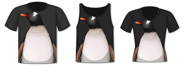 ペンギンのテンプレートとtシャツの前面