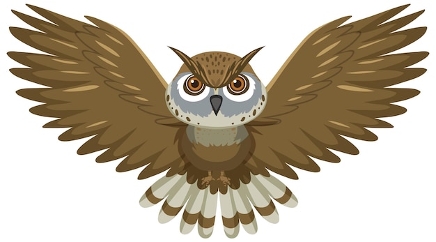 Free vector front of owl flying in cartoon style