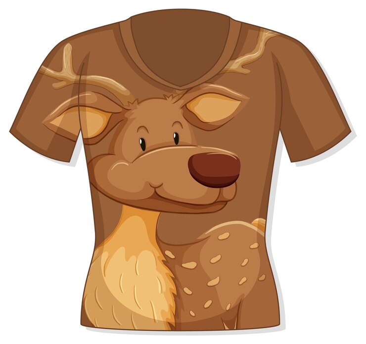 Free Vector front of t-shirt with deer pattern
