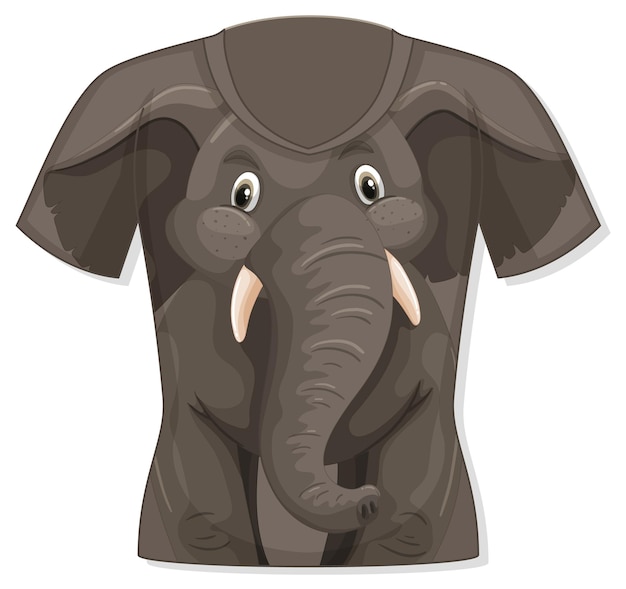 象柄のTシャツの前面