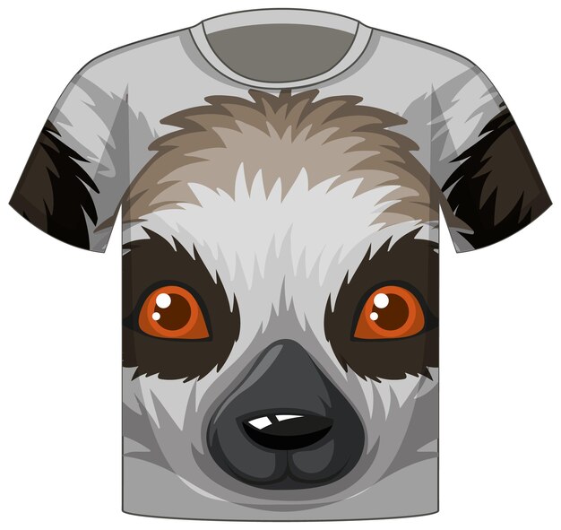Front of t-shirt with face of animal pattern