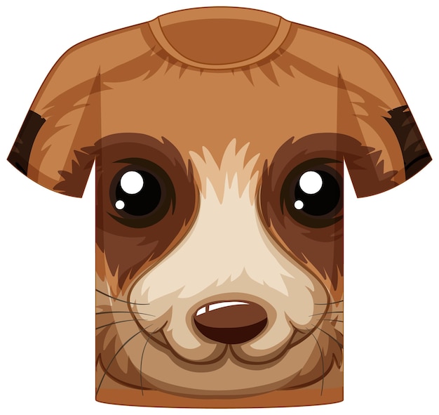 Front of t-shirt with face of cute animal pattern
