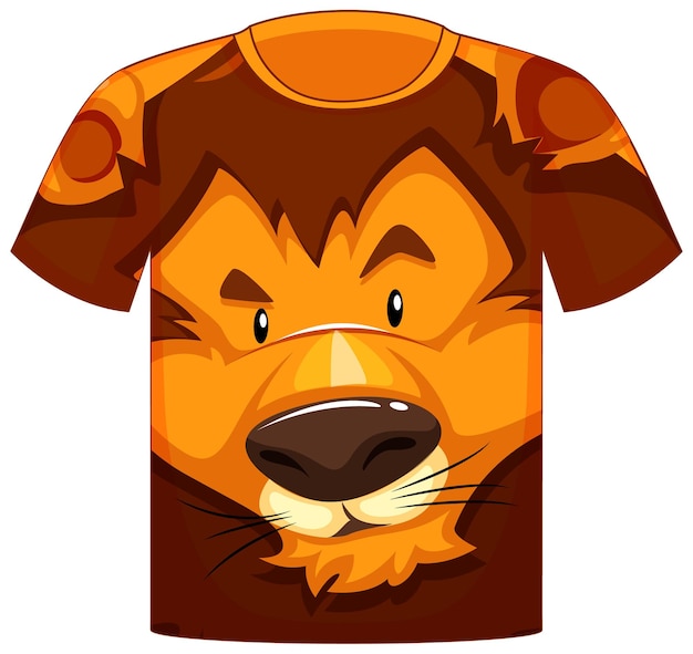 Vettore gratuito parte anteriore della t-shirt con motivo a faccia di leone