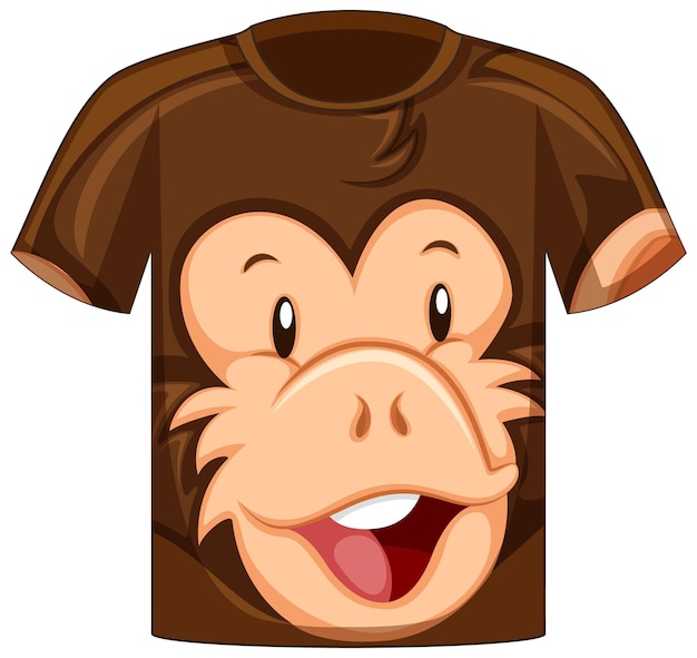 猿柄の顔のTシャツの前面