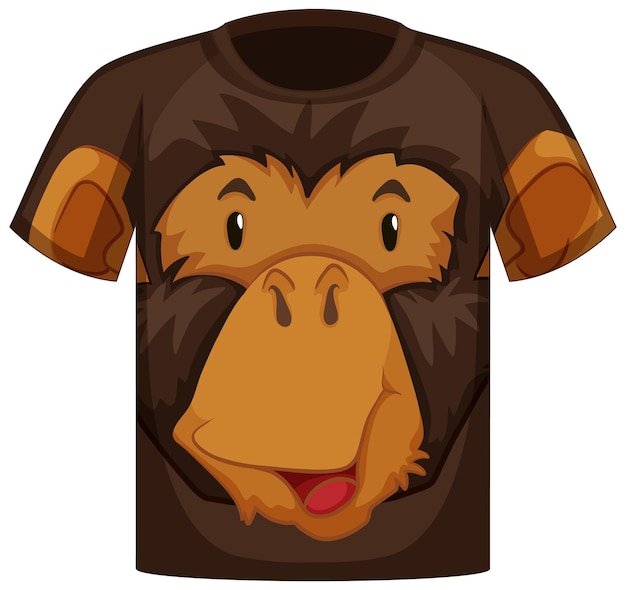 Front of t-shirt with face of monkey pattern