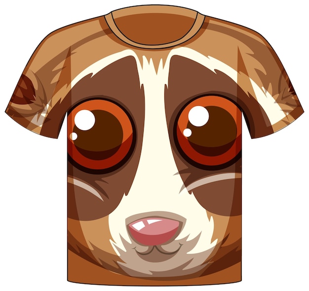 Front of t-shirt with face of slow loris pattern