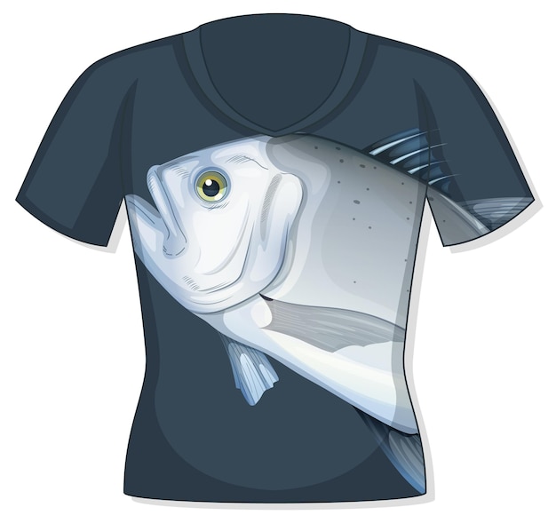 물고기 패턴이 있는 티셔츠 앞