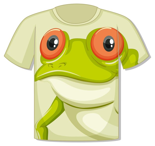 カエルの顔のテンプレートとTシャツの前面