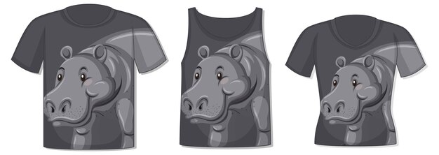 Front of t-shirt with hippopotamus template