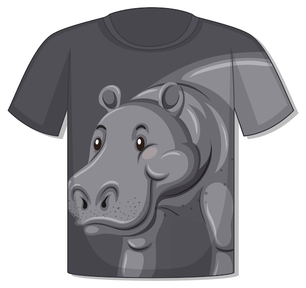 Parte anteriore della t-shirt con modello di ippopotamo
