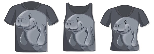 Front of t-shirt with manatee template