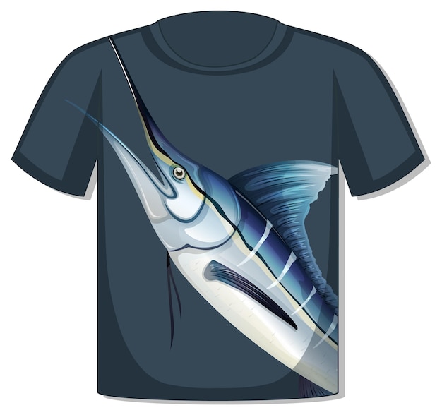 Vettore gratuito parte anteriore della t-shirt con modello di pesce marlin