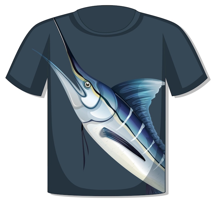 मुफ़्त वेक्टर front of t-shirt with marlin fish template