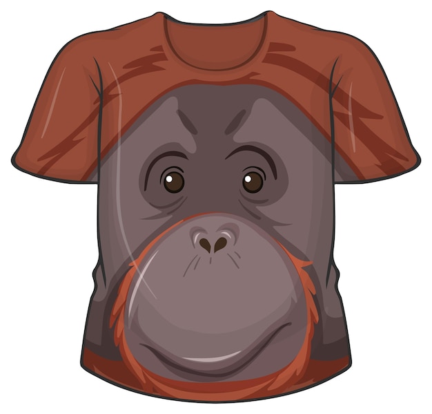 Free vector front of t-shirt with orangutan face pattern