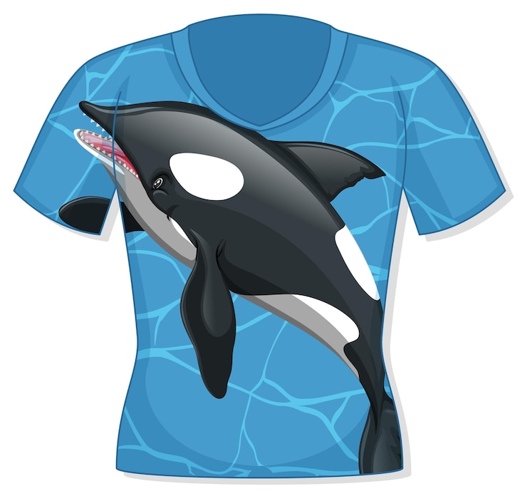 Free Vector front of t-shirt with orca pattern