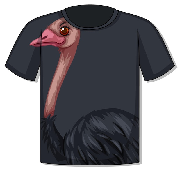 Front of t-shirt with ostrich template