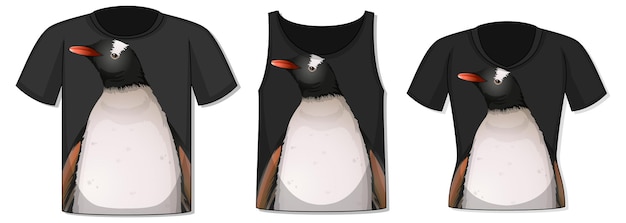 Vettore gratuito parte anteriore della t-shirt con modello di pinguino