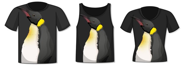 ペンギンのテンプレートとTシャツの前面