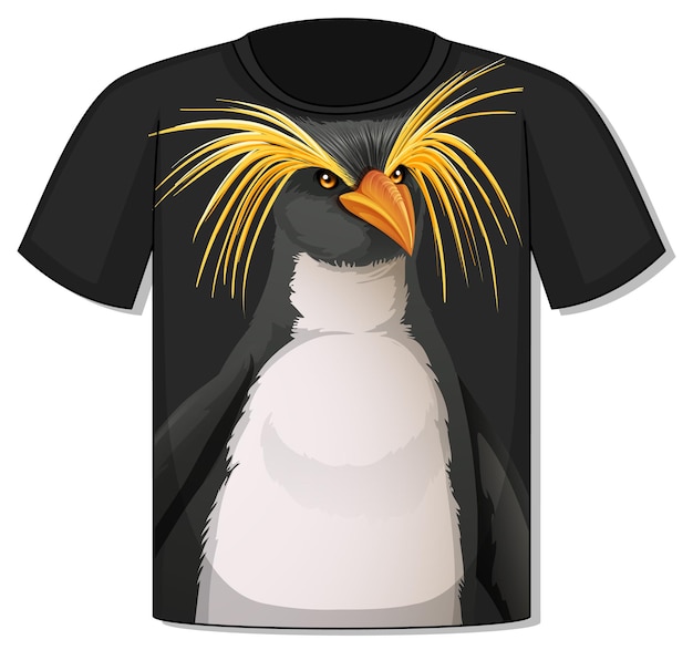 Vettore gratuito parte anteriore della t-shirt con modello di pinguino