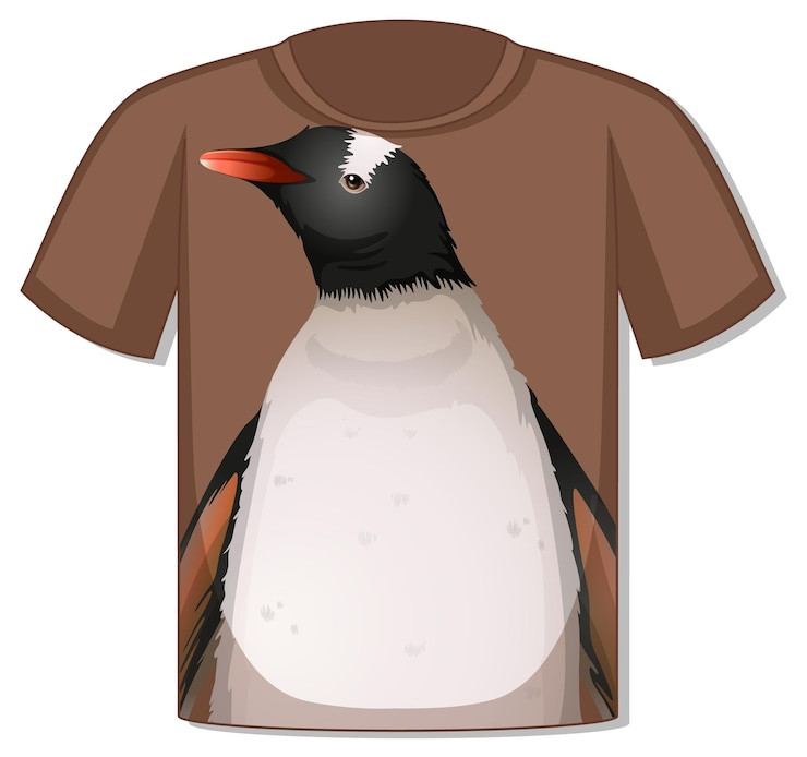 Free Vector front of t-shirt with penguin template