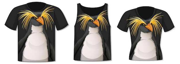 Vettore gratuito parte anteriore della t-shirt con modello di pinguino