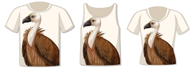 Parte anteriore della t-shirt con modello avvoltoio