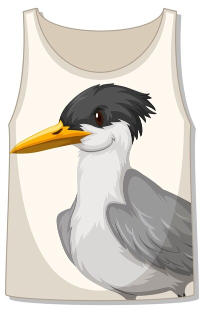 Front of tank top sleeveless with bird pattern