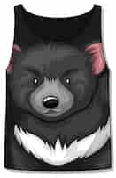 Free vector front of tank top sleeveless with black bear pattern