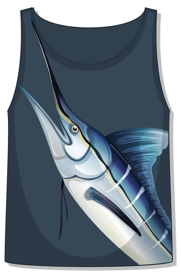 मुफ़्त वेक्टर front of tank top with marlin fish template