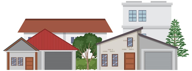 Free vector front of urban houses isolated