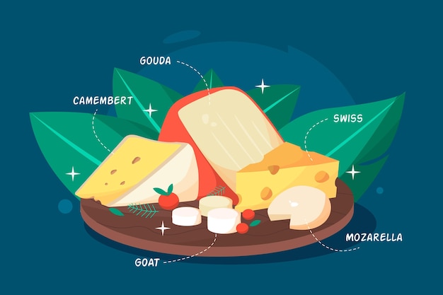 無料ベクター 正面図のチーズボード