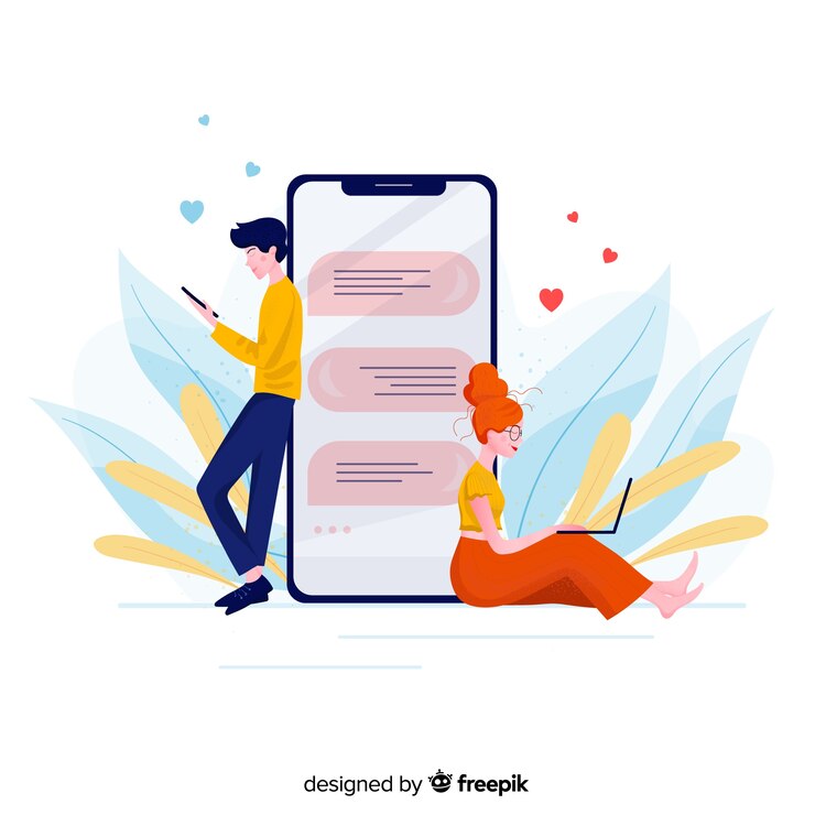 Free Vector front view of dating app concept