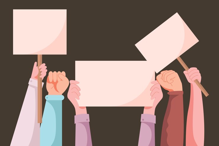 Free Vector front view hands holding placards