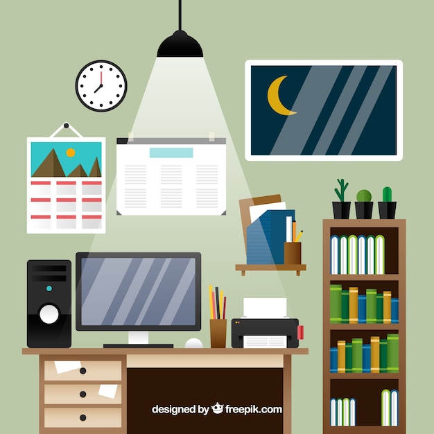 Free vector frontal view of flat office desk