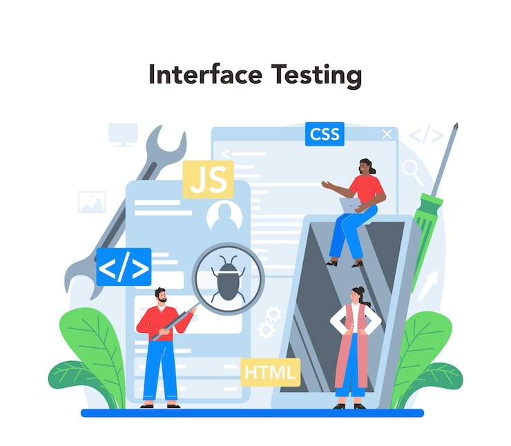 Free Vector frontend development concept website interface design improvement web page programming coding and testing it profession isolated flat vector illustration