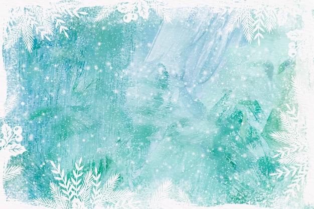 Frozen glass watercolour winter background