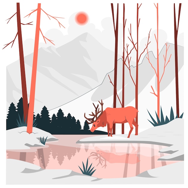 Free vector frozen lake concept illustration