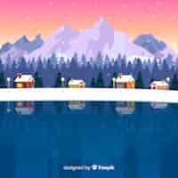 Free vector frozen lake winter background