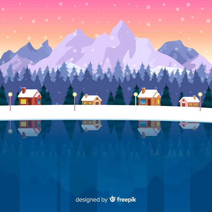 Free Vector frozen lake winter background