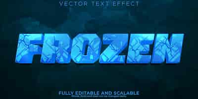 Бесплатное векторное изображение Замороженный текстовый эффект, редактируемый стиль холодного и снежного текста